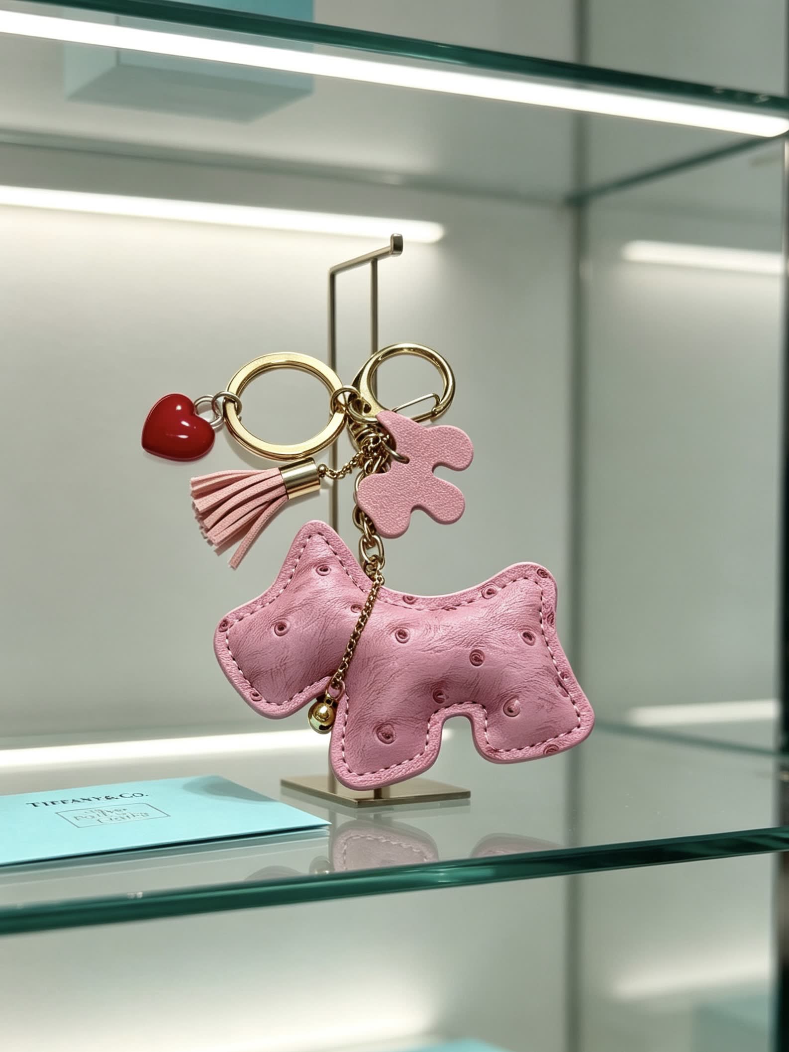 Tiffany & Co. Pink Dog Charm Keychain